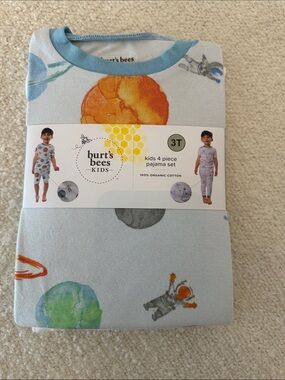 Burt's Bees Toddler Boy 4 Piece Pajama Space Pajama Set 3T